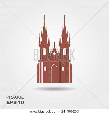 Church Of Our Lady Before Tyn - The Symbol Of Prague, Czech Republic. Flat Icon