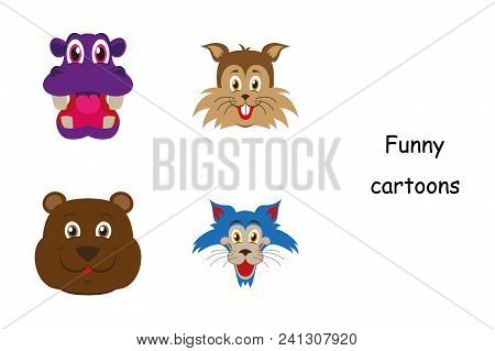 Assembly Of Flat Icons On Theme Funny Animals