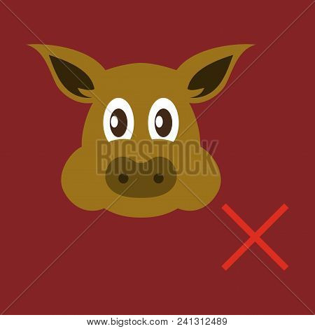 Flat Icon Illustration Of Pig In Graphic Style, Hand Drawing Illustration.