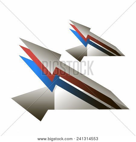 Arrows In The Form Of Cruise Missiles, Blue, Red, White