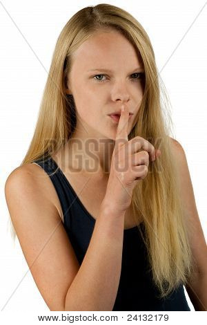 Young Girl Making Silence Gesture