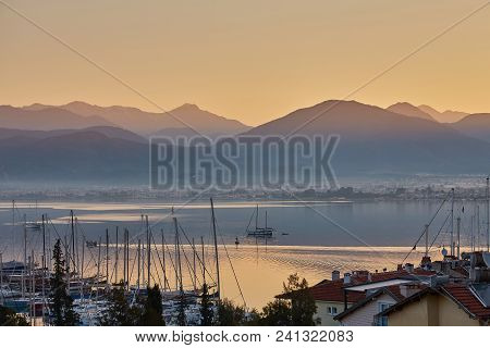 Beautiful Bay And Port Of Fethiye During Sunset, Turkey