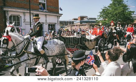 Windsor, England - May 19 2018: Cinematic Image Of Prince Harry, Duke Of Sussex And Meghan, Duchess 