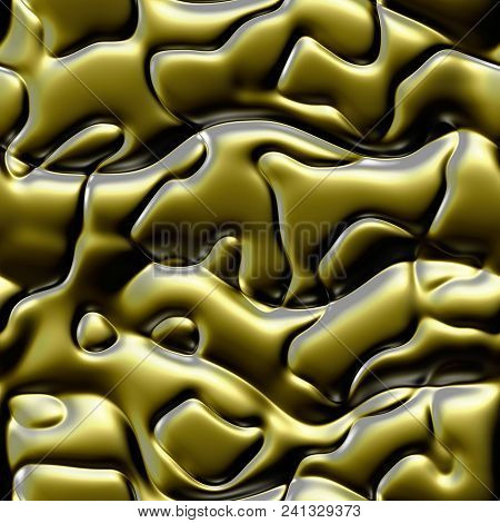 Dark Golden Silver Liquid Wrinkled Seamless Pattern Background