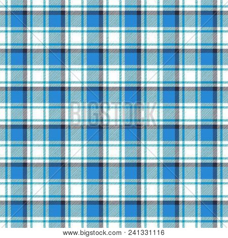 Tartan Gingham Blue And White Checked Seamless Pattern Background