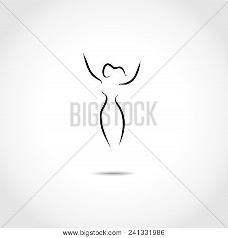Woman Happy Female Silhouette Line Illustration Icon