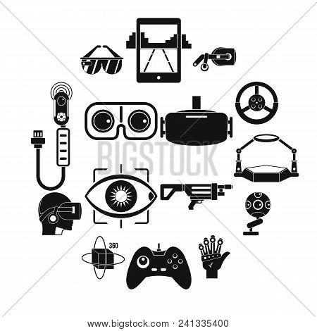 Virtual Reality Icons Set. Simple Illustration Of 16 Virtual Reality Vector Icons For Web