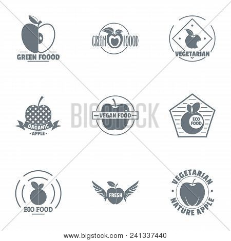 Bio Food Logo Set. Simple Set Of 9 Bio Food Vector Logo For Web Isolated On White Background