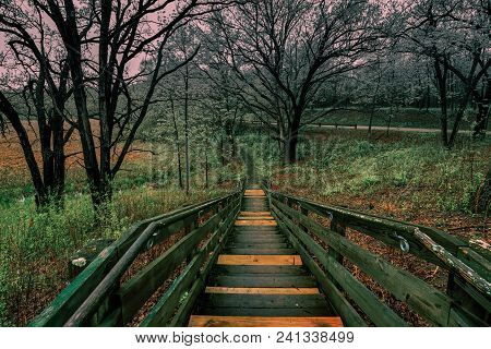 Stair Case At Morain Hills State Park In Mchenry Illinois.