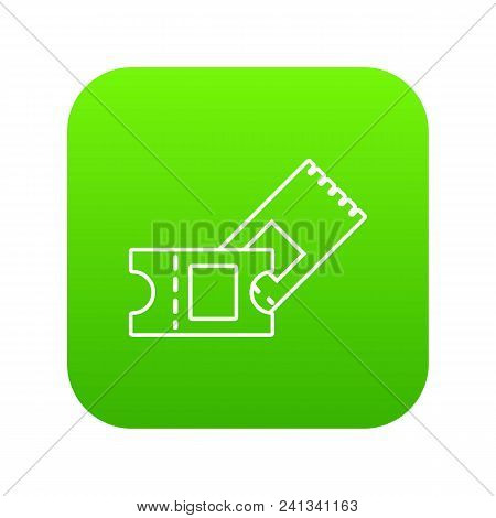 Ice Hockey Ticket Icon Green Vector Isolated On White Background