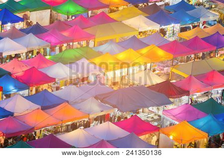 Night Multiple Colour Flea Market, Cityscape Background