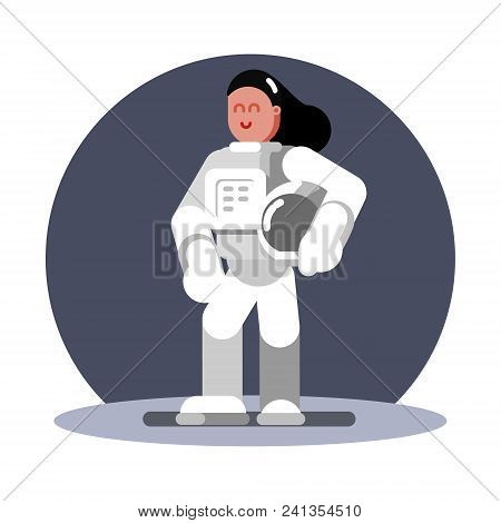 Woman Sketch Cosmonaut Standing. Vector Illustration, Eps 10