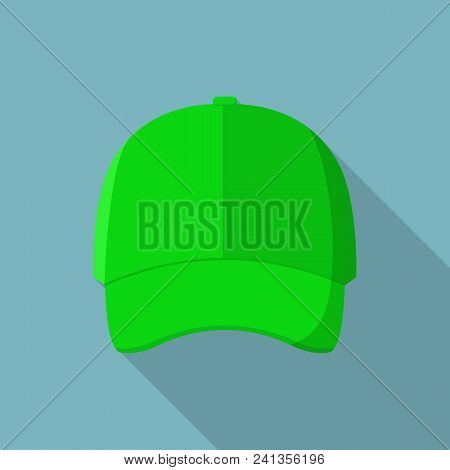 Green Front Baseball Cap Icon. Flat Illustration Of Green Front Baseball Cap Vector Icon For Web Des