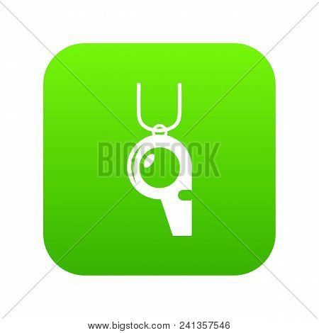 Hockey Whistle Icon Green Vector Isolated On White Background