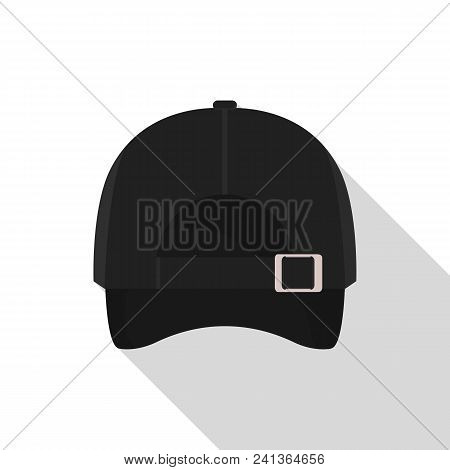Back Of Black Baseball Cap Icon. Flat Illustration Of Back Of Black Baseball Cap Vector Icon For Web