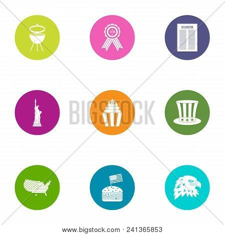 Yankee Icons Set. Flat Set Of 9 Yankee Vector Icons For Web Isolated On White Background