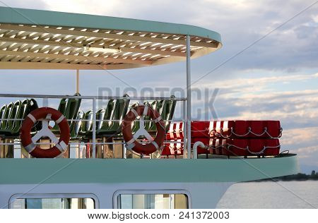 Ferry Boat Also Called Vaporetto In Italian Language  To Venice