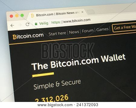 Amsterdam, Netherlands - May 19, 2018: Website Of Bitcoin.com, Boitcoin Is A Company That Provides B