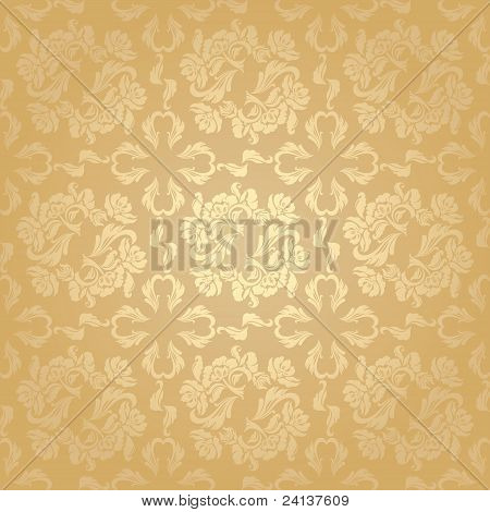 Seamless Background Flowers, Flora. Gold