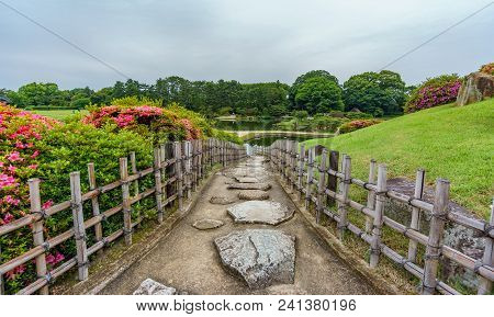 Track To Beautiful Japanese Garden With Stone Stairs