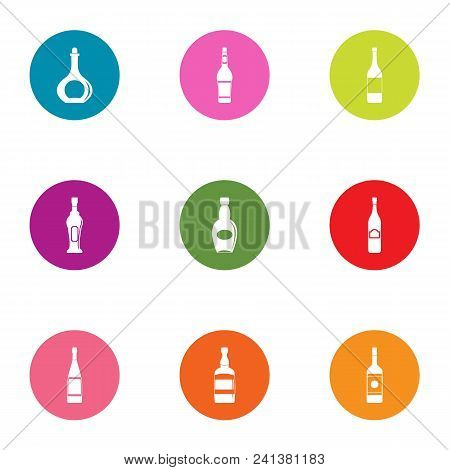 Drunkenness Icons Set. Flat Set Of 9 Drunkenness Vector Icons For Web Isolated On White Background