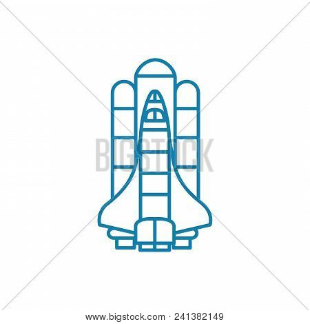 American Shuttle Line Icon, Vector Illustration. American Shuttle Linear Concept Sign.