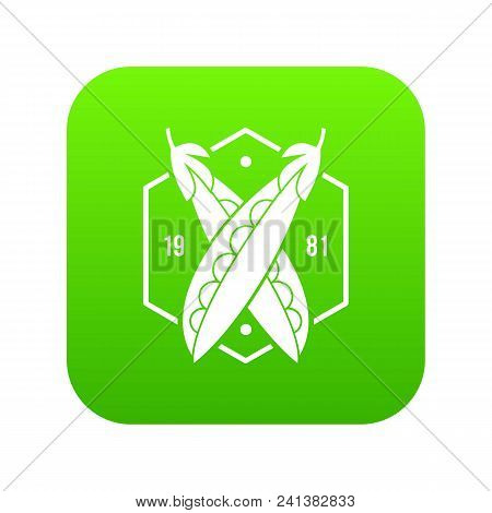 Eco Peas 1981 Icon Green Vector Isolated On White Background