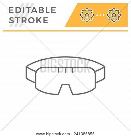 Protective Goggles Line Icon Isolated On Grey. Editable Stroke. Vector Illustration
