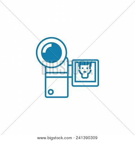 Compact Video Camera Line Icon, Vector Illustration. Compact Video Camera Linear Concept Sign.