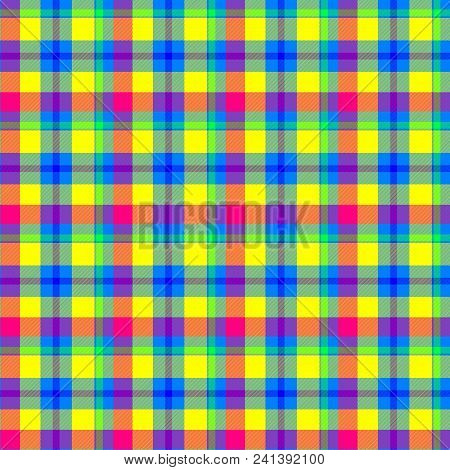Colorful Vivid Joyful Tartan Seamless Design Pattern Background