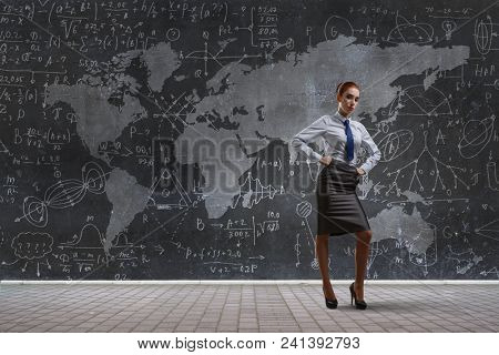 Red hair woman teacher . Mixed media