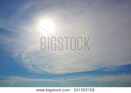 Beautiful Nature Blue Sky With Clouds In The Evening, Colorful Sky As A Background, Cloudscape Conce