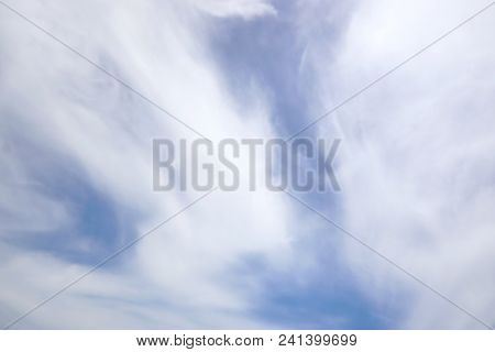 Beautiful Nature Blue Sky With Clouds In The Evening, Colorful Sky As A Background, Cloudscape Conce