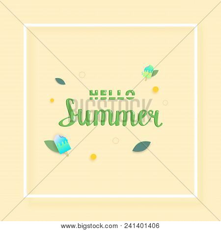 Hello Summer Banner With Frame. Vector Illustration.