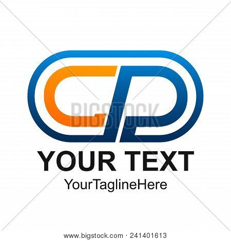 Initial Letter Cp Logo Design Template Element Rounded Colored Orange Blue For Business And Company 