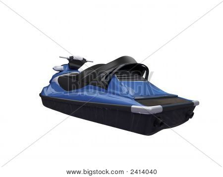 Jetski Blue Isolated Back View
