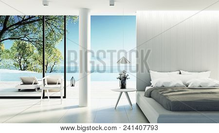Beach bedroom interior - Modern & Luxury vacation / 3D render image