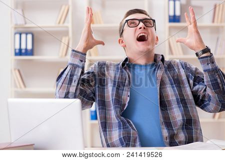 Young student studying over internet in telelearning concept