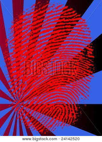 红色矢量指纹衰落背景上