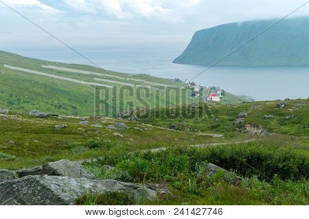 Akkarfjord Is A Small Fishing Village In Soroya Island In Hammerfest Municipality, Finnmark, Norway
