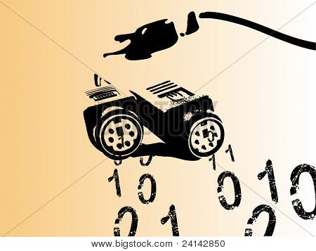Computer kabel spyr ud binære tal (vektor Illustration)