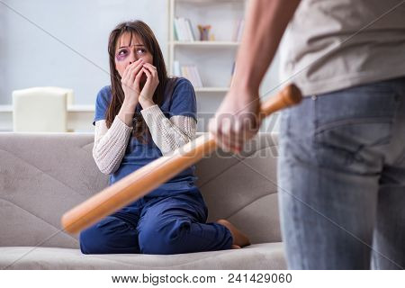 Desparate wife with aggressive husband in domestic violence conc
