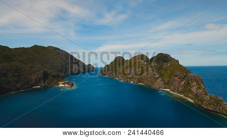 Tropical Islands, Aerial View. Aerial View: Sea And The Tropical Islands. Tropical Bay In El Nido. A