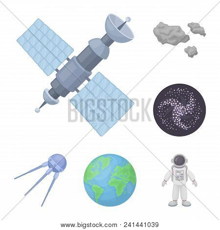 Space Technology Cartoon Icons In Set Collection For Design.spacecraft And Equipment Vector Symbol S
