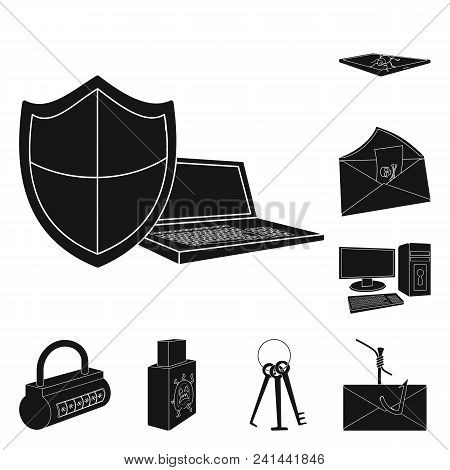 Hacker And Hacking Black Icons In Set Collection For Design. Hacker And Equipment Vector Symbol Stoc