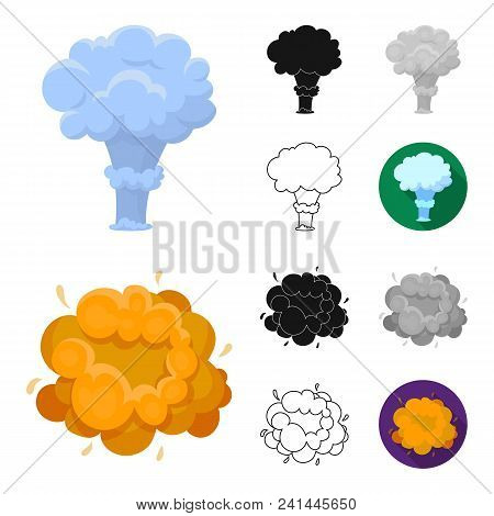 Different Explosions Cartoon, Black, Flat, Monochrome, Outline Icons In Set Collection For Design.fl