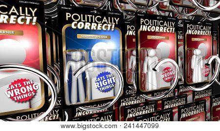 Politically Correct Action Figures People Words 3d Render Illustration