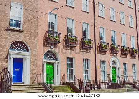 Dublin, Ireland - May 20th, 2018: Dublin City Centre Featuring Georgian Building In Harcourt Street