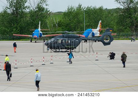 Berlin, Germany - April 26, 2018: Utility Helicopter Airbus Helicopters H145m On The Airfield. Germa