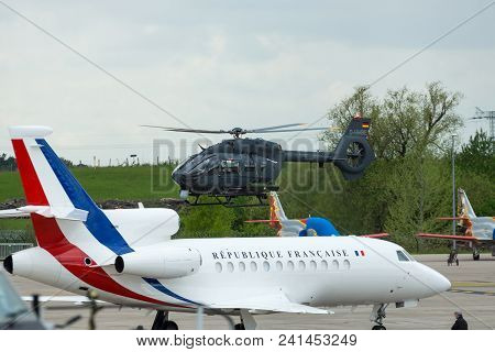 Berlin, Germany - April 26, 2018: Take Off Of The Utility Helicopter Airbus Helicopters H145m. Germa